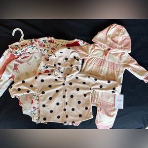 New Carter’s 7pc fall winter lot girl clothes 3 mo 3M romper fleece jacket NWT